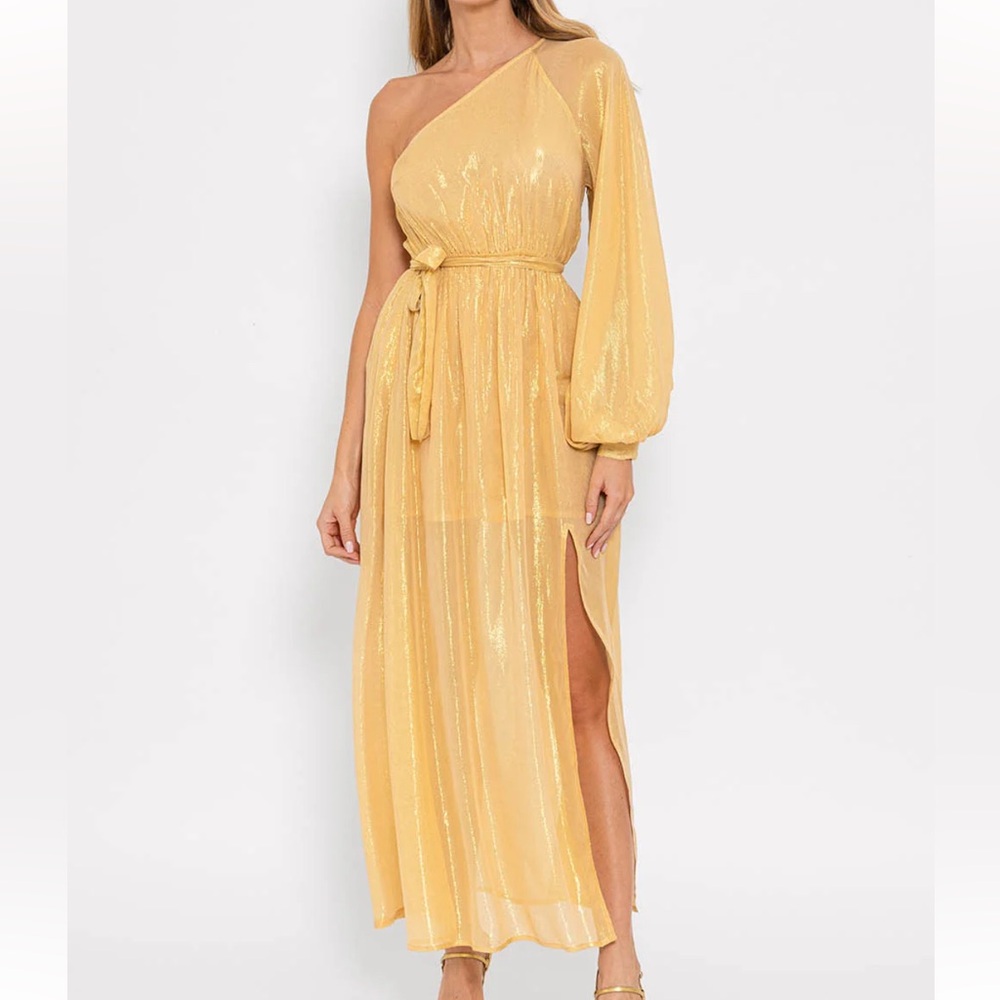 Gold One Shoulder Maxi Dress